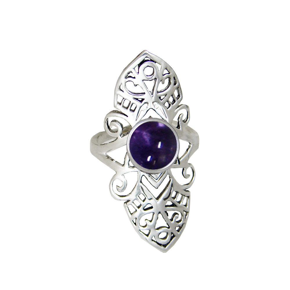 Sterling Silver Filigree Ring With Iolite Size 10